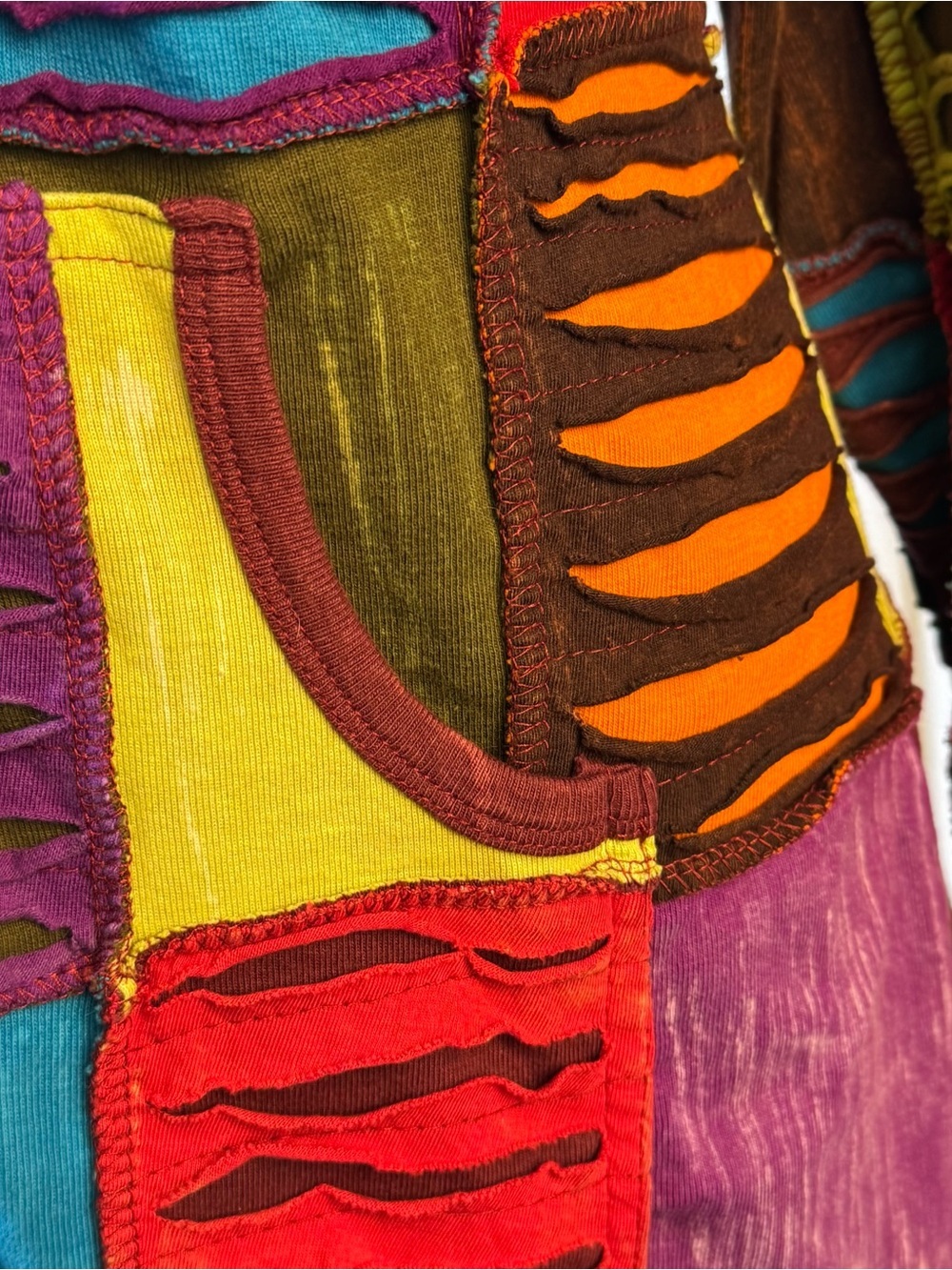 GreaterGood Patchwork Hoodie S/M 100% Cotton Nepal Boho Hippie Festival Jacket - Picture 5 of 12